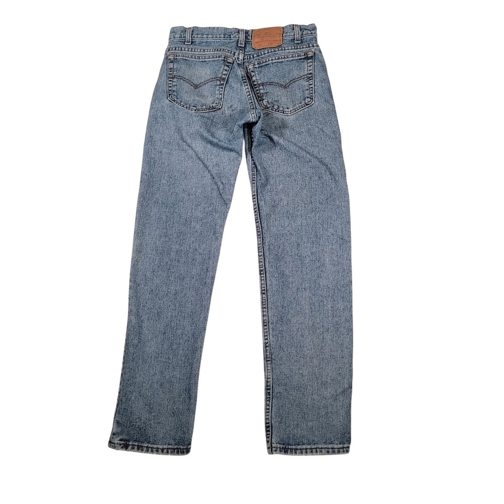 Levis 505 Jeans Vintage 90s Made in USA 32x32 Light Wash Distressed Grunge Zip - Picture 2 of 13